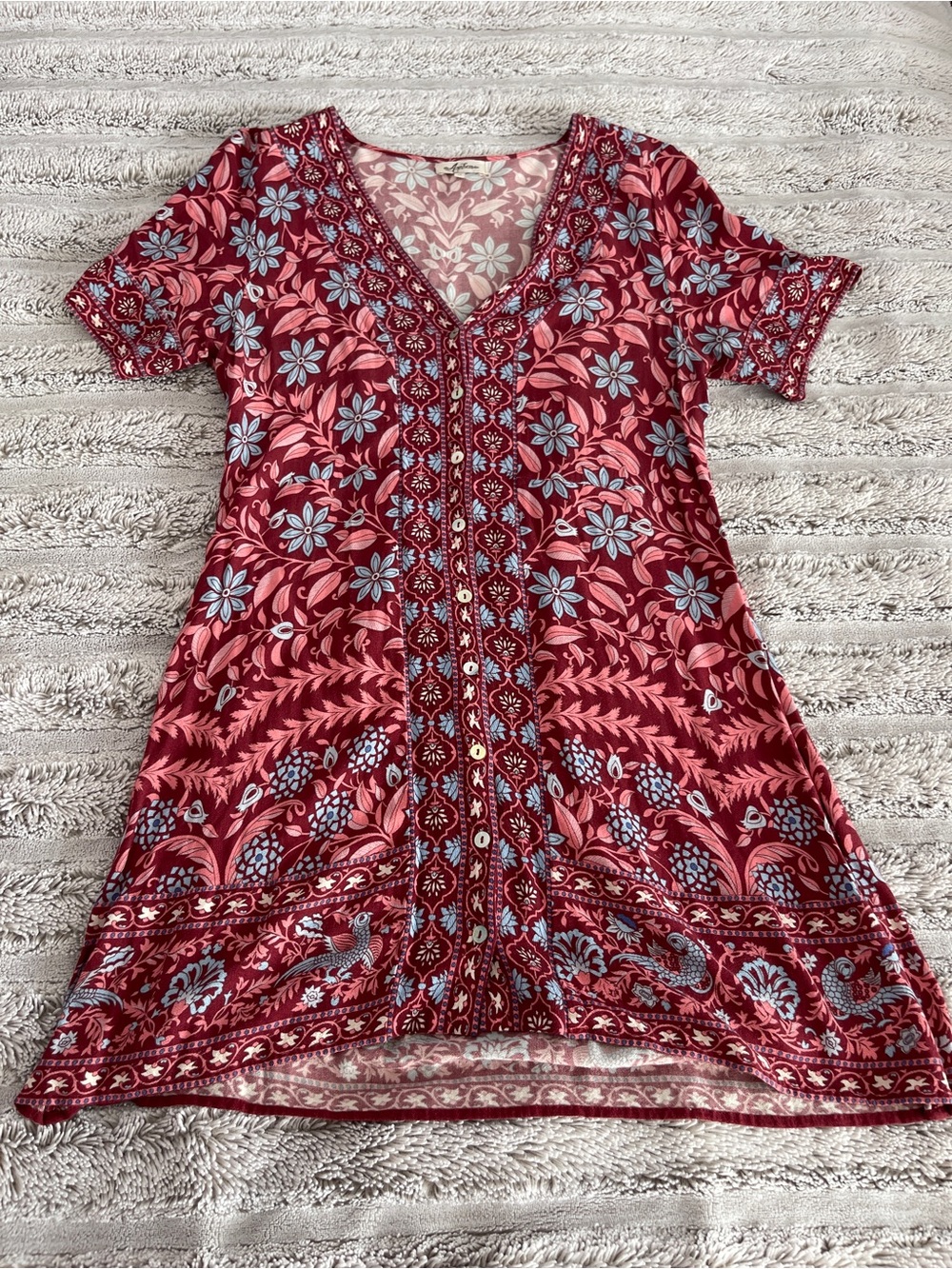 EUC Arnhem Midi Dress in Burgundy and Pink Floral